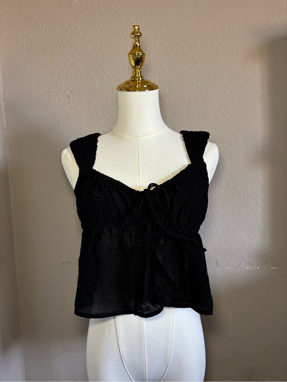 Ivory Peplum Ruffled Tank Top - Picture 5 of 5